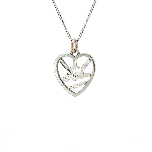 Sterling Silver Pendant Adult Children of Alcoholics (ACOA) Sunrise inside of a Heart