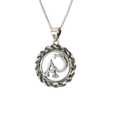 Cocaine Anonymous Pendant, Sterling Silver, "CA" Initials in a Rope Circle