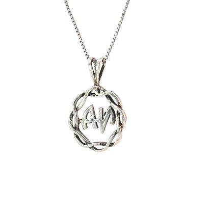 Sterling Silver Pendant, Narcotics Anonymous NA Initials in a Basket Weave Circle, Medium Size