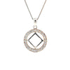 Narcotics Anonymous (NA) Symbol in a Crystal Circle Sterling Silver Pendant