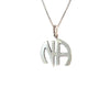 Sterling Silver Pendant, "Narcotics Anonymous" Initials, Smooth Style
