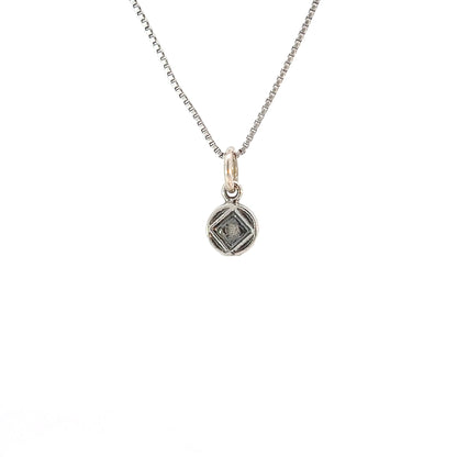 Sterling Silver Pendant, Narcotics Anonymous NA Coin Style Symbol, Very Small Size