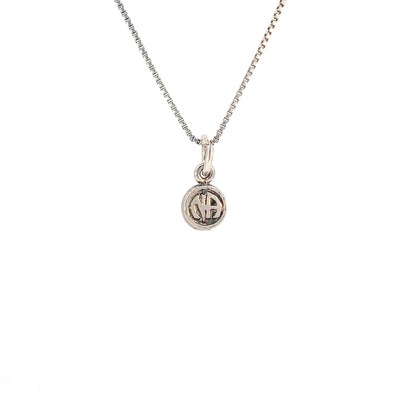 Sterling Silver Pendant, "Narcotics Anonymous" Initials in a Coin Style, Very Small Size