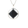 Sterling Silver Pendant, Narcotics Anonymous NA Symbol Square with Black Enamel Inlay, Large Size