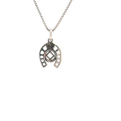 Sterling Silver Pendant, Narcotics Anonymous NA Recovery Symbol on a Lucky Horseshoe