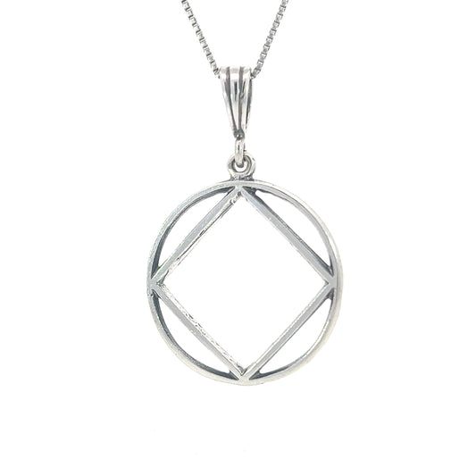 Sterling Silver Pendant, Narcotics Anonymous NA Symbol in a Smooth Wire Style