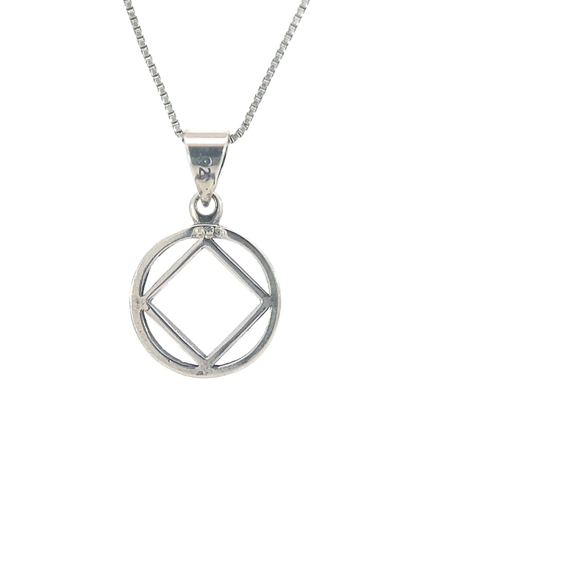 Sterling Silver Pendant, Narcotics Anonymous NA Symbol, Thick