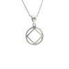 Sterling Silver Pendant, Narcotics Anonymous NA Symbol, Thick Style, Medium Size