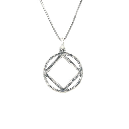 Sterling Silver Pendant, Narcotics Anonymous NA Hammered Symbol Medium Size