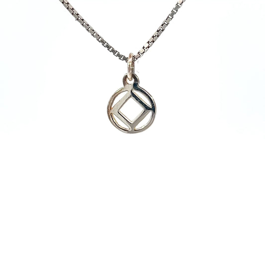 Sterling Silver Pendant, Narcotics Anonymous NA Symbol, Small Size