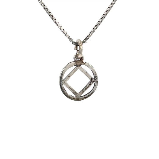 Sterling Silver Pendant, Narcotics Anonymous NA Symbol, Medium Size