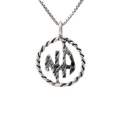Sterling Silver Pendant, Narcotics Anonymous NA Initials in a Twist Wire Style Circle Medium Size