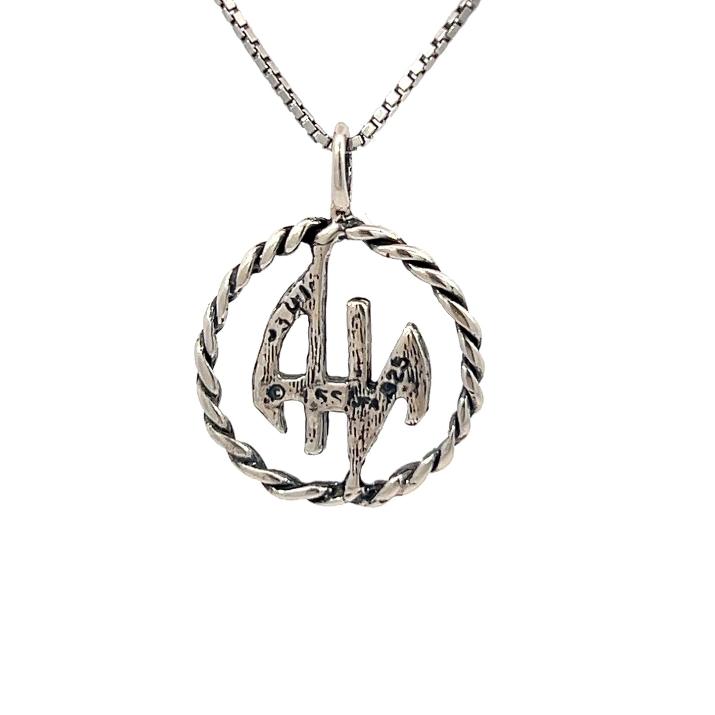 Sterling Silver Pendant, Narcotics Anonymous NA Initials in a Twist Wire Style Circle Medium Size