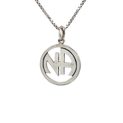 Sterling Silver Pendant, Narcotics Anonymous NA Initials Pendant