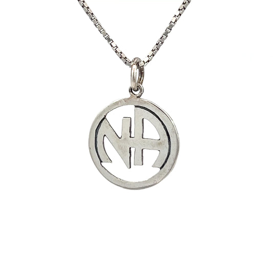 Sterling Silver Pendant, Narcotics Anonymous NA Initials Pendant