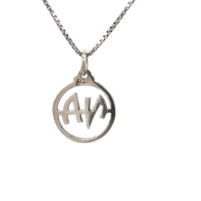 Sterling Silver Pendant, "NA " Initials, Medium Size