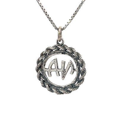 Sterling Silver Pendant, Narcotics Anonymous NA Initials in a Rope Style Circle