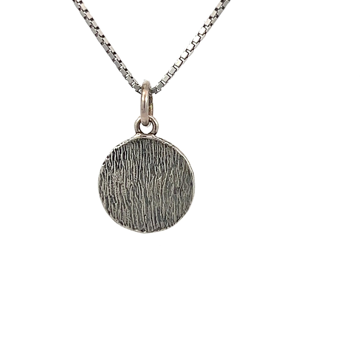 Sterling Silver Pendant, Narcotics Anonymous NA Initials in a Solid Textured Coin Style Circle, Medium Size