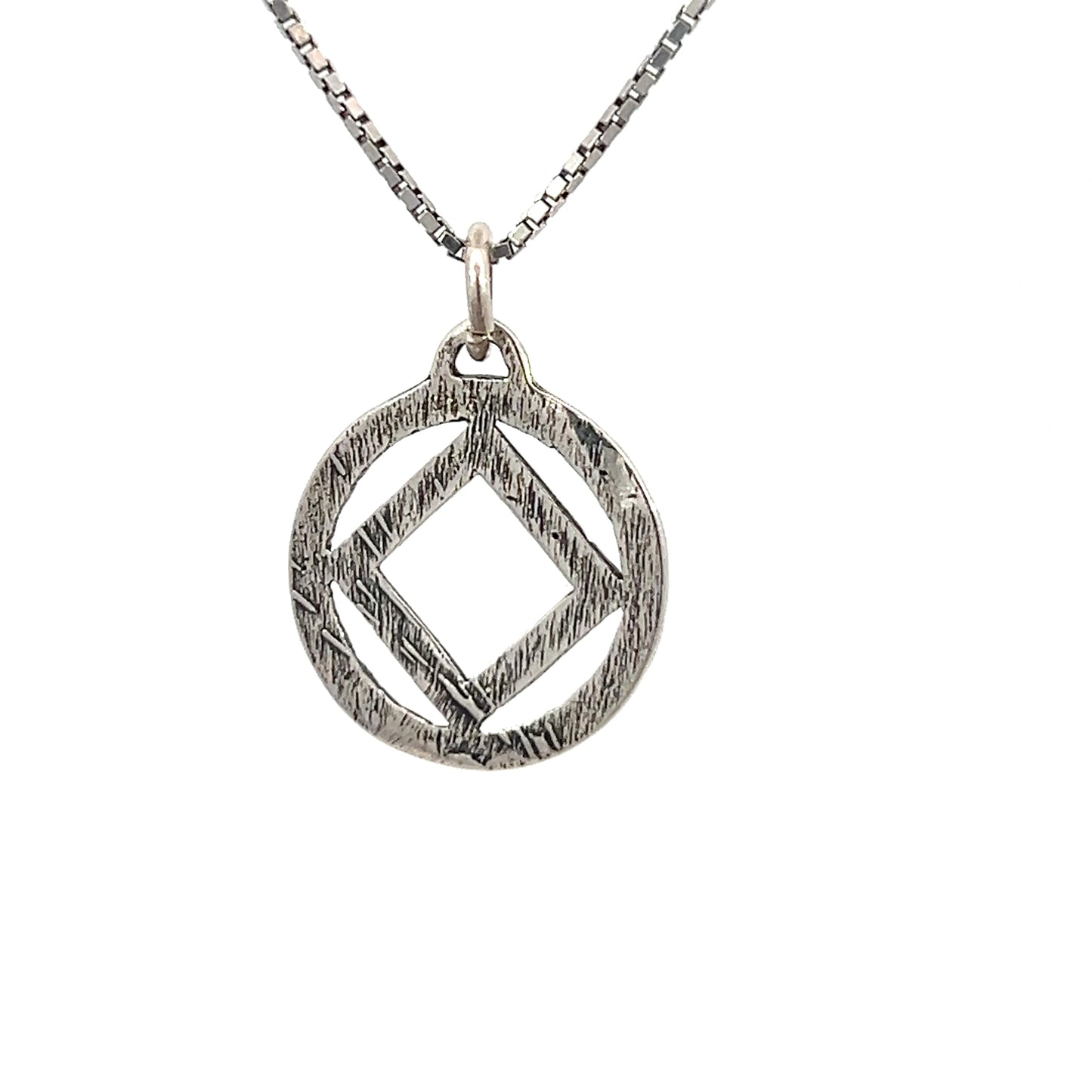 Sterling Silver Pendant, Narcotics Anonymous NA Nugget Style, Medium Size