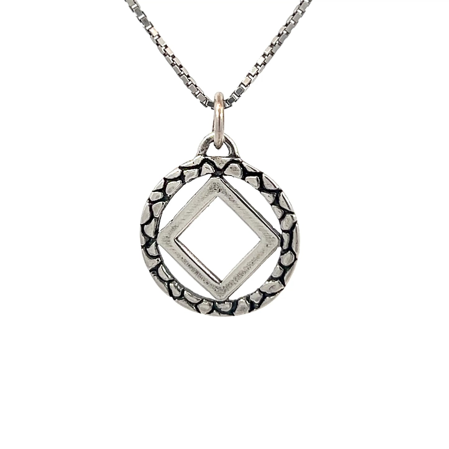 Sterling Silver Pendant, Narcotics Anonymous NA Nugget Style, Medium Size