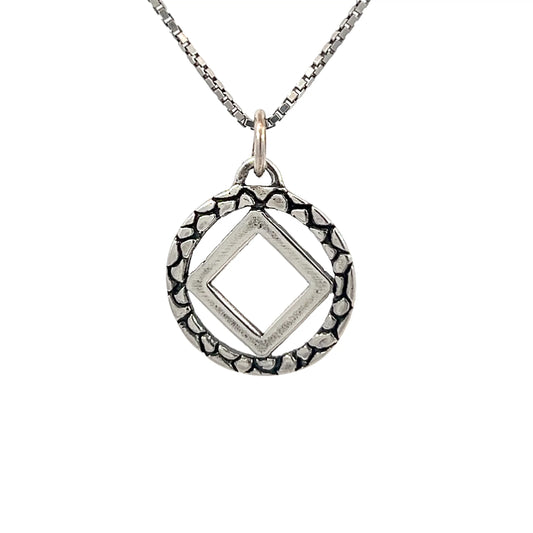 Sterling Silver Pendant, Narcotics Anonymous NA Nugget Style, Medium Size