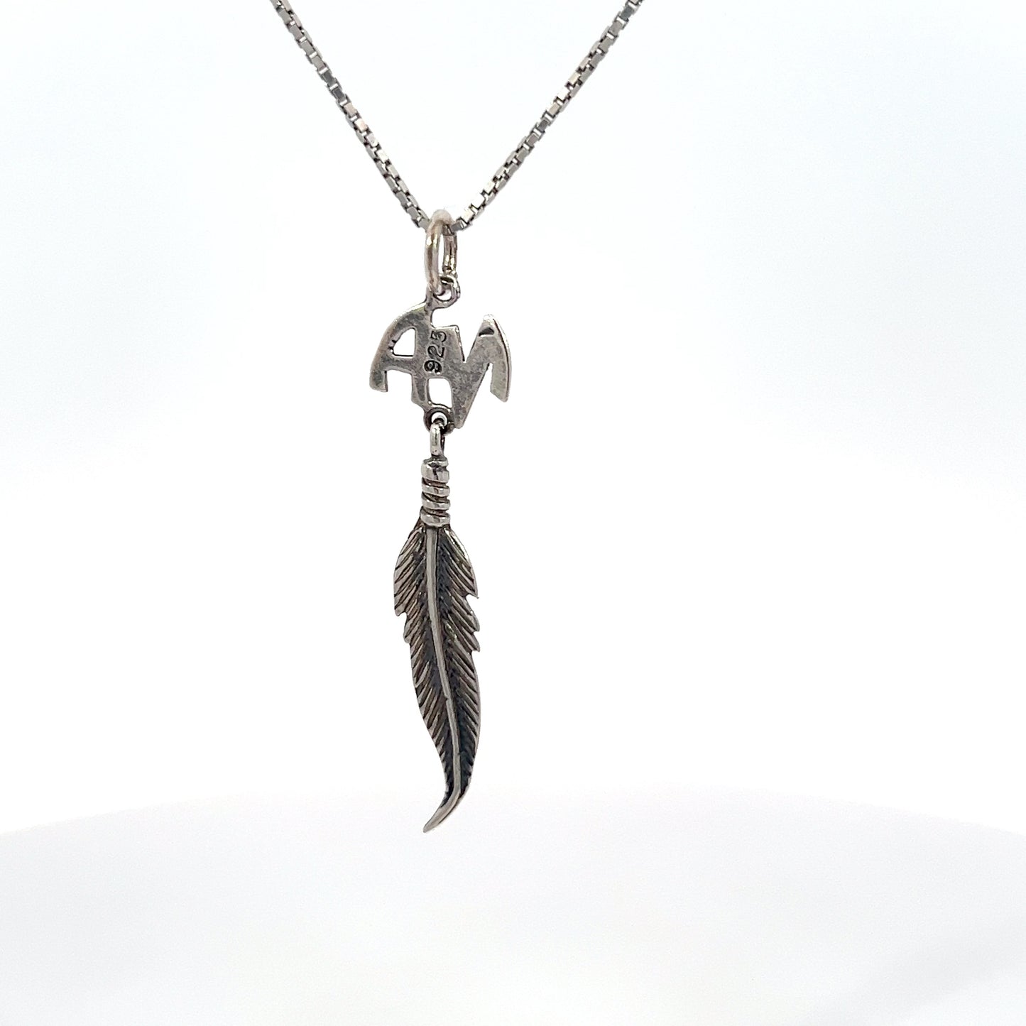 Sterling Silver Pendant, Narcotics Anonymous NA Initials with a Single Feather