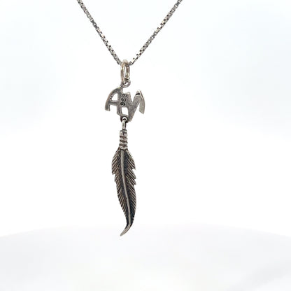 Sterling Silver Pendant, Narcotics Anonymous NA Initials with a Single Feather
