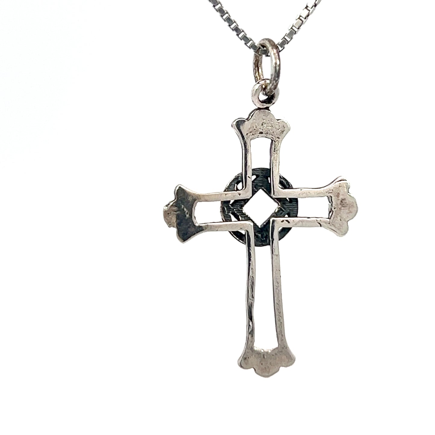 Sterling Silver, Cross Pendant with Narcotics Anonymous NA Symbol, Medium Size
