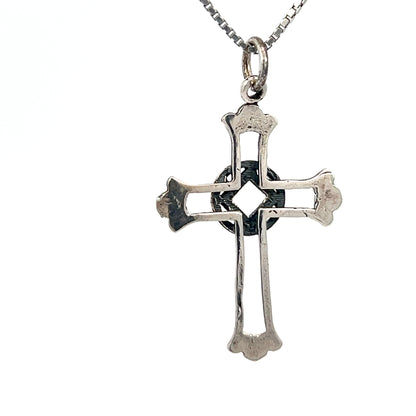 Sterling Silver, Cross Pendant with Narcotics Anonymous NA Symbol, Medium Size