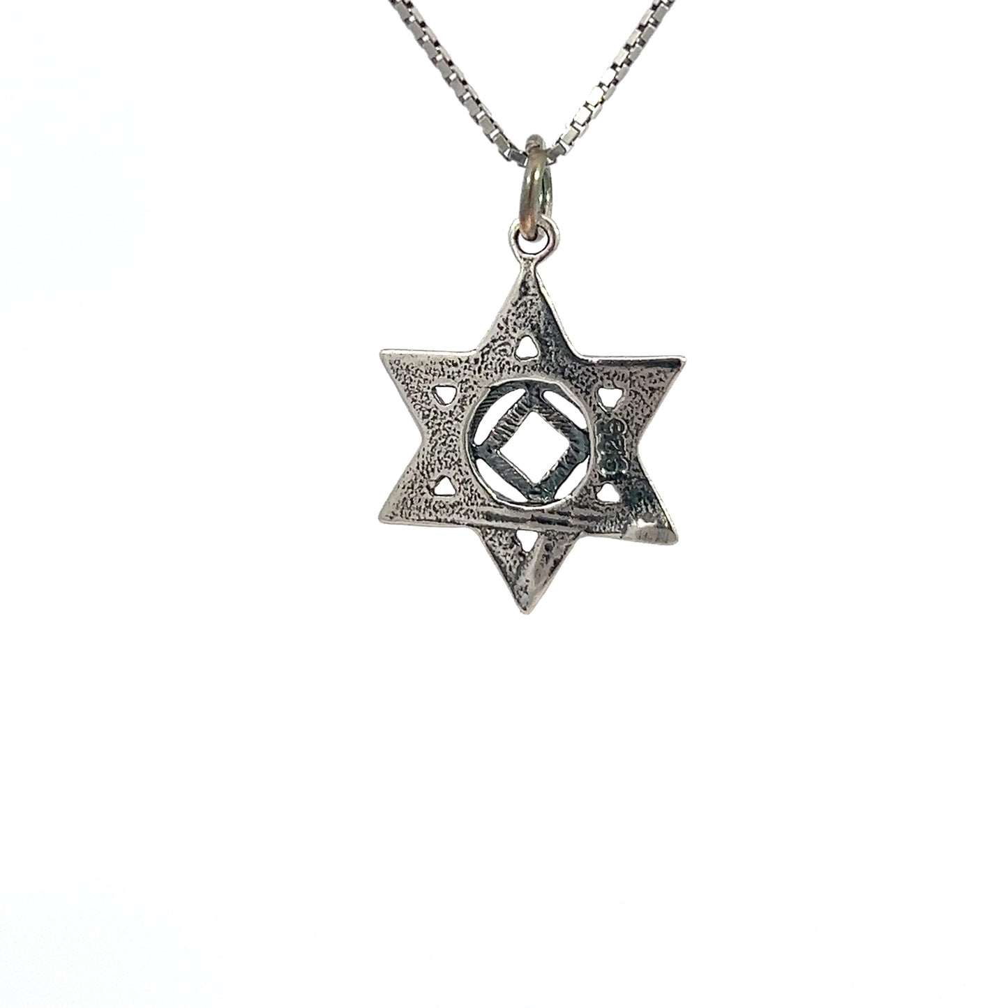 Sterling Silver Pendant, Narcotics Anonymous NA Symbol in a Jewish Star of David, Large Size