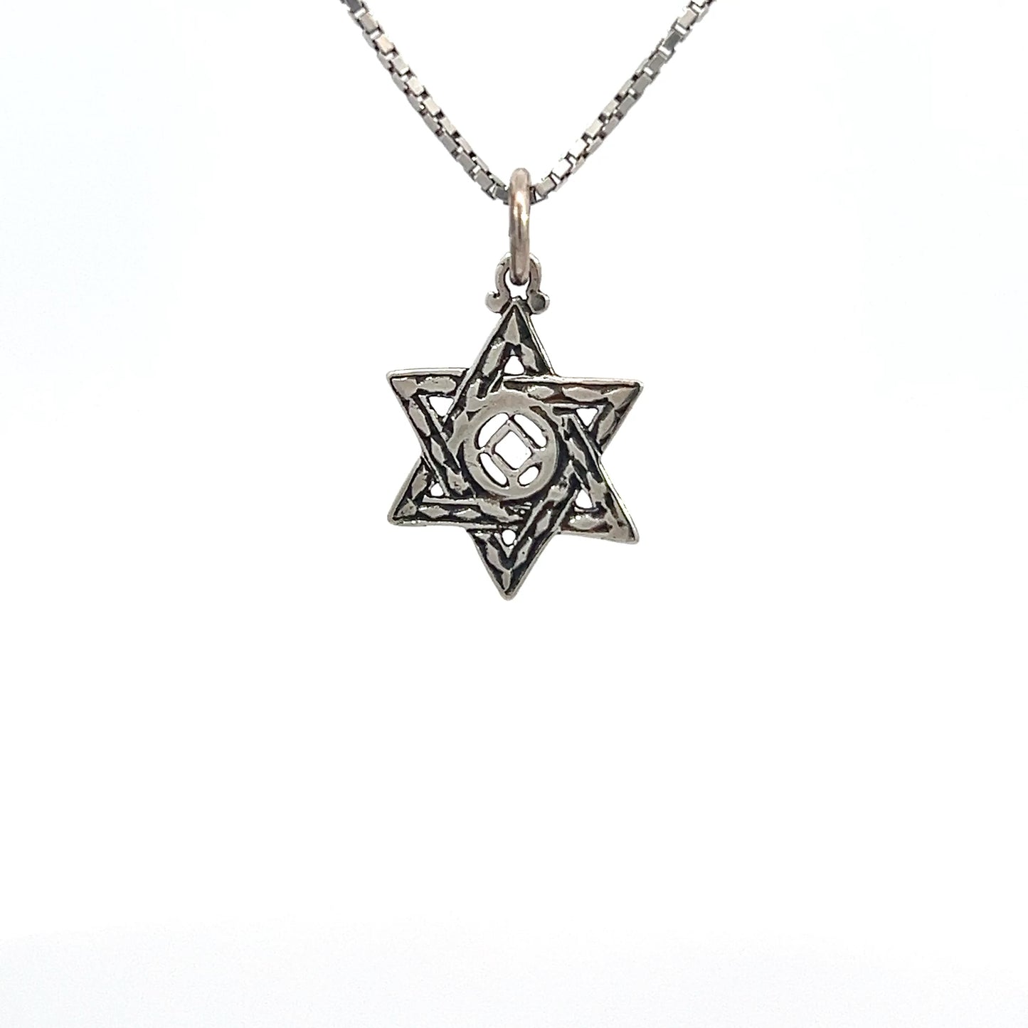 Sterling Silver Pendant, Narcotics Anonymous NA Symbol in a Jewish Star of David, Medium Size