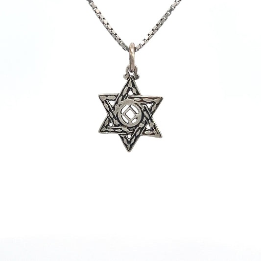 Sterling Silver Pendant, Narcotics Anonymous NA Symbol in a Jewish Star of David, Medium Size