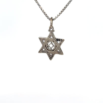 Sterling Silver Pendant, Narcotics Anonymous NA Symbol in a Jewish Star of David, Medium Size
