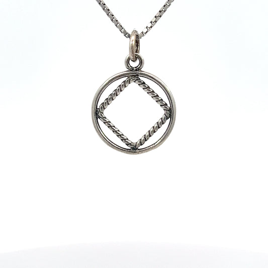 Sterling Silver Pendant, Twist Wire Style Narcotics Anonymous NA Symbol, Medium Size