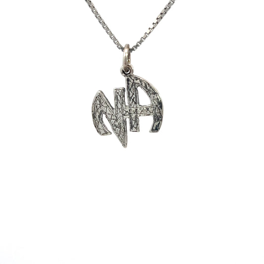 Sterling Silver Pendant, "Narcotics Anonymous" Initials