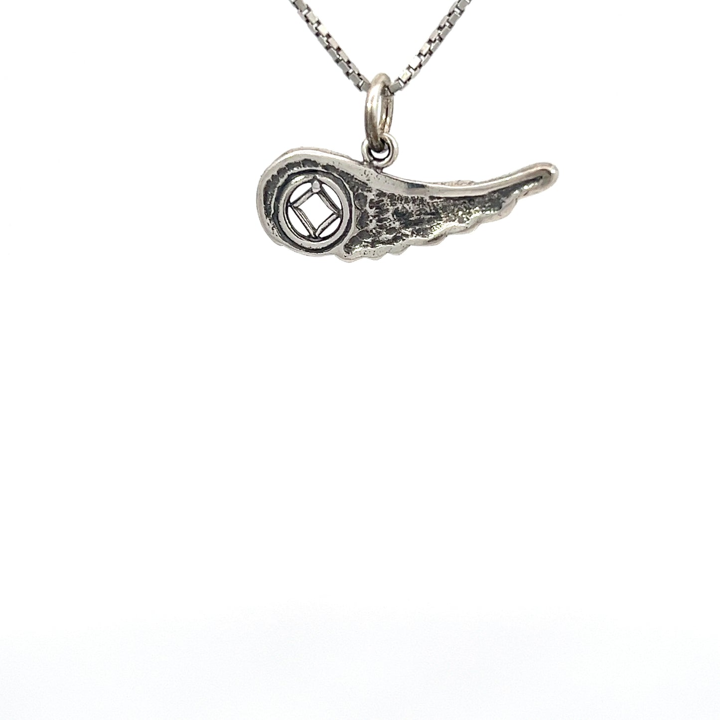Sterling Silver Pendant, Narcotics Anonymous NA Recovery Symbol on an Angels Wing