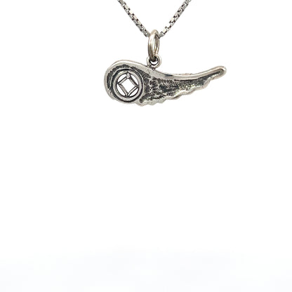Sterling Silver Pendant, Narcotics Anonymous NA Recovery Symbol on an Angels Wing