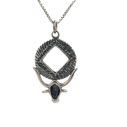 Sterling Silver Pendant, Longhorn with Narcotics Anonymous NA Symbol in a Coin Style Circle