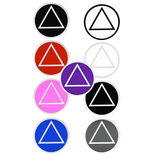 Set of 9 3", RS5 Round Alcoholics Anonymous Recovery Symbol Stickers, All 9 Different Colors