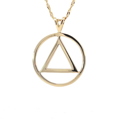 14k Gold Pendant, Flat Style Alcoholics Anonymous AA, Large Size