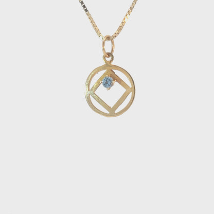 14k Gold Pendant, Narcotics Anonymous NA Symbol, Available in 12 Different Birthstones