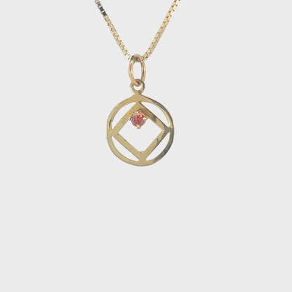 14k Gold Pendant, Narcotics Anonymous NA Symbol, Available in 12 Different Birthstones