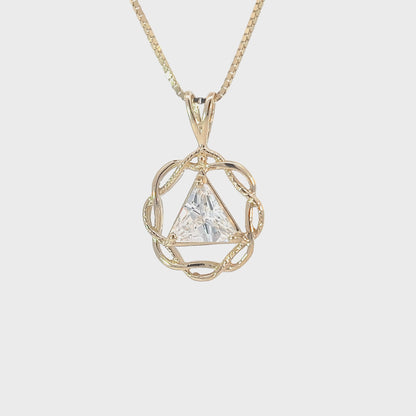14k Gold Pendant, Medium Size, Basket Weave Style, Available in 12 Different Birthstones