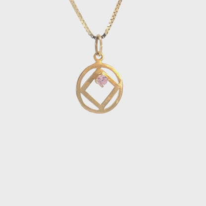 14k Gold Pendant, Narcotics Anonymous NA Symbol, Available in 12 Different Birthstones