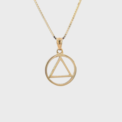 14k Gold AA Pendant – Thick Style Circle Triangle, Medium Size, 2.6g, Hand-Finished, Pendant Only