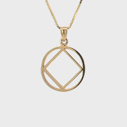 14k Gold Pendant, Narcotics Anonymous NA Symbol, Thick Style, Large Size