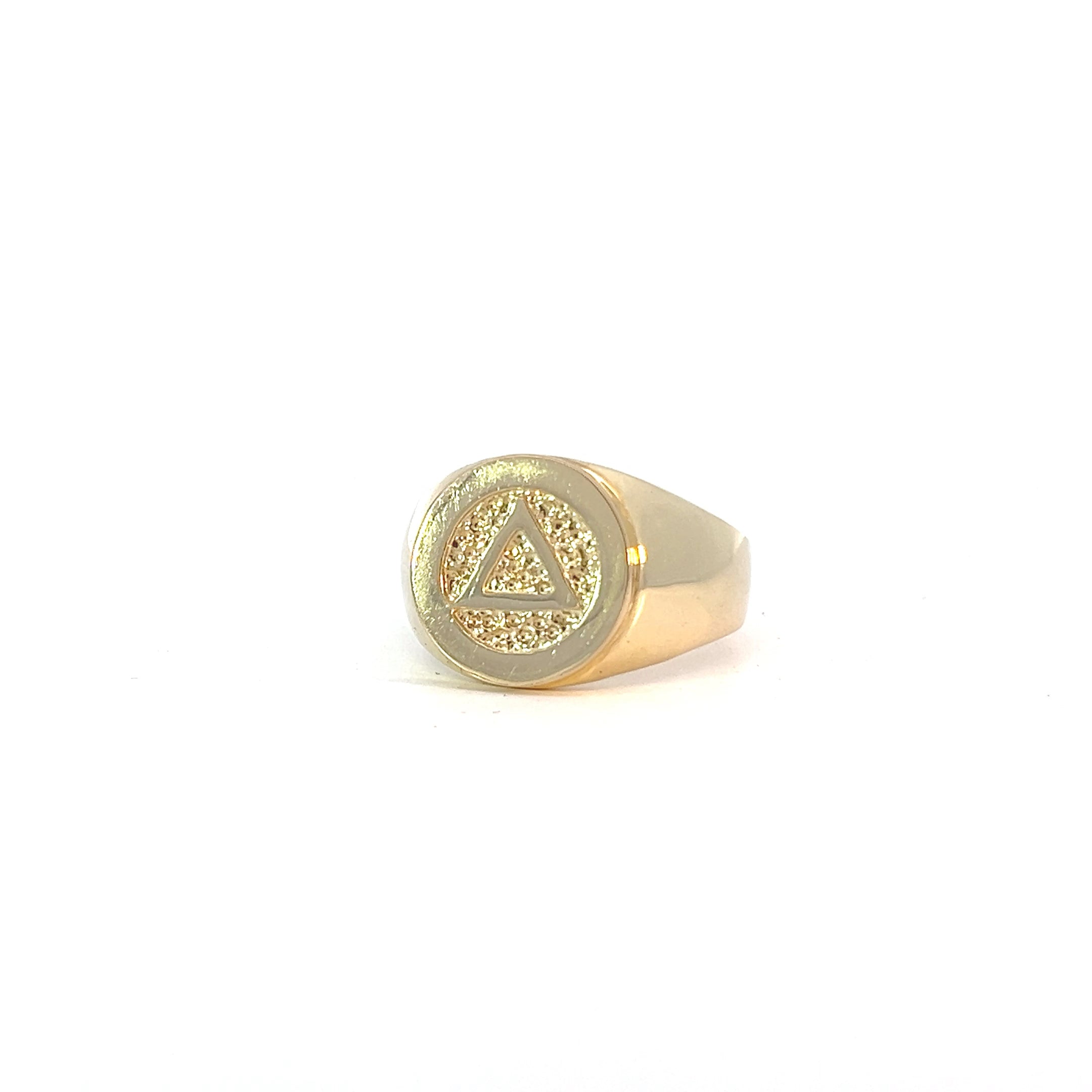 14k Gold, Mens Ring with Alcoholics Anonymous AA Symbol in a Timeless ...