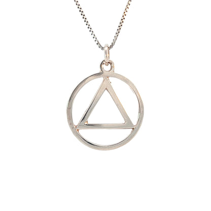 Sterling Silver AA Symbol Pendant – Flat Smooth Circle, Medium/Large Size, 2.1g