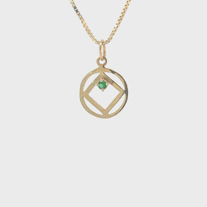 14k Gold Pendant, Narcotics Anonymous NA Symbol, Available in 12 Different Birthstones