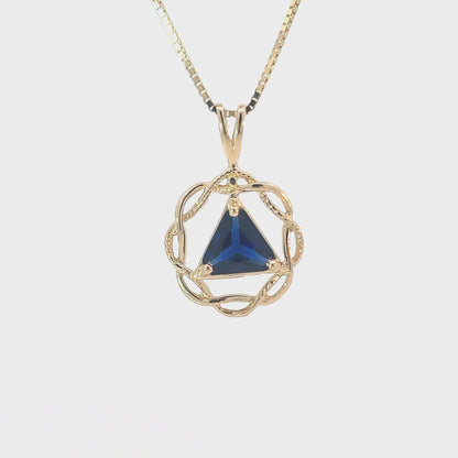 14k Gold Pendant, Medium Size, Basket Weave Style, Available in 12 Different Birthstones